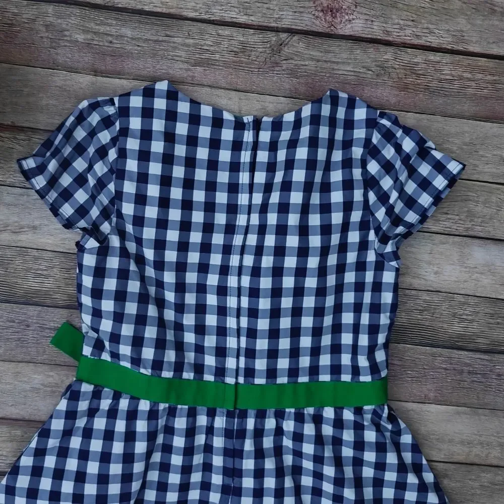 Classic Prep Ann Dress Midnight Gingham Taffeta Size 10